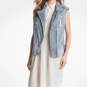 Rebecca Taylor Women’s sleeveless Zipper Denim Vest Size XS Jacket Lightwash